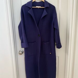 Elegant Lemonwood Navy Long Coat